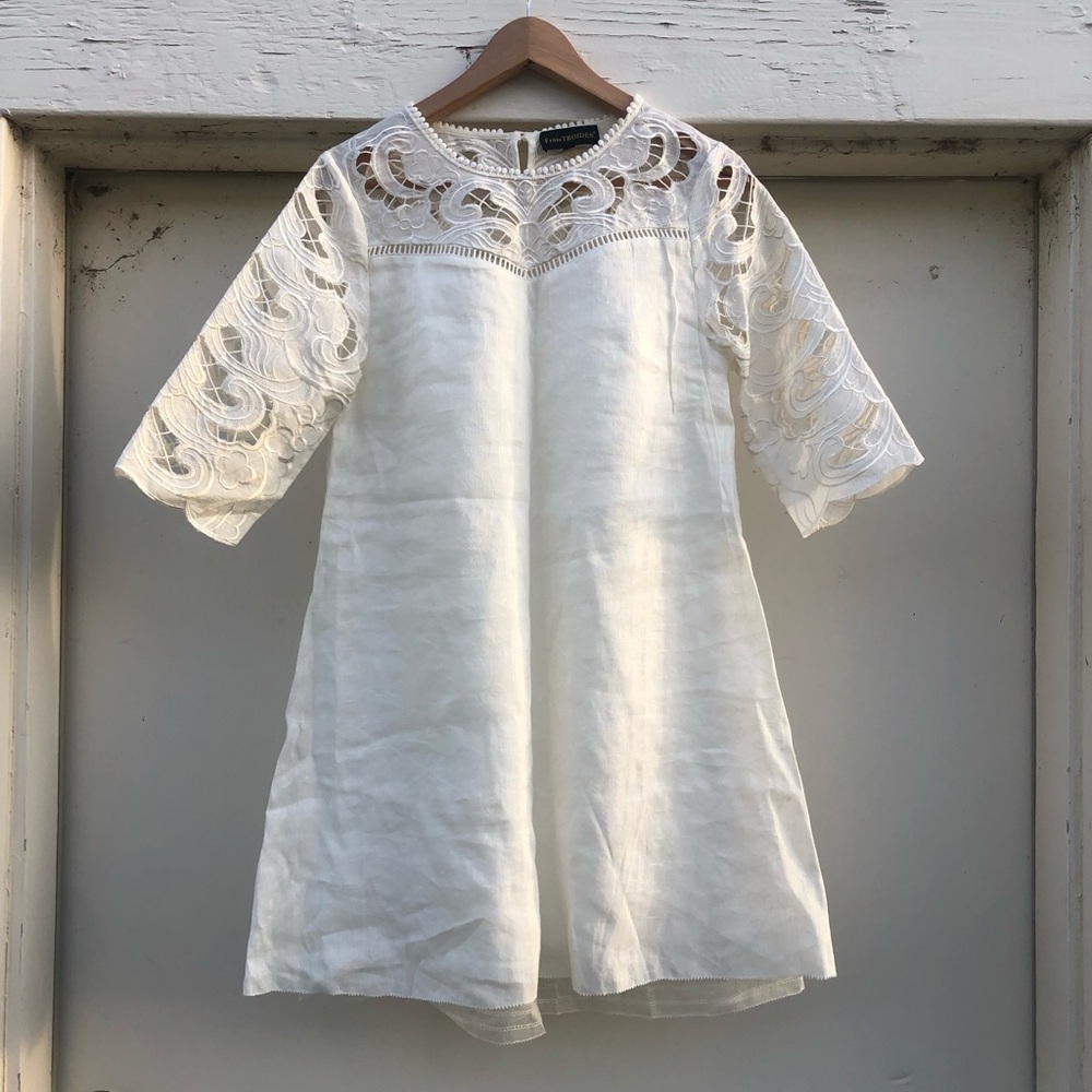 Short White Lace Dress, Half Sleeve